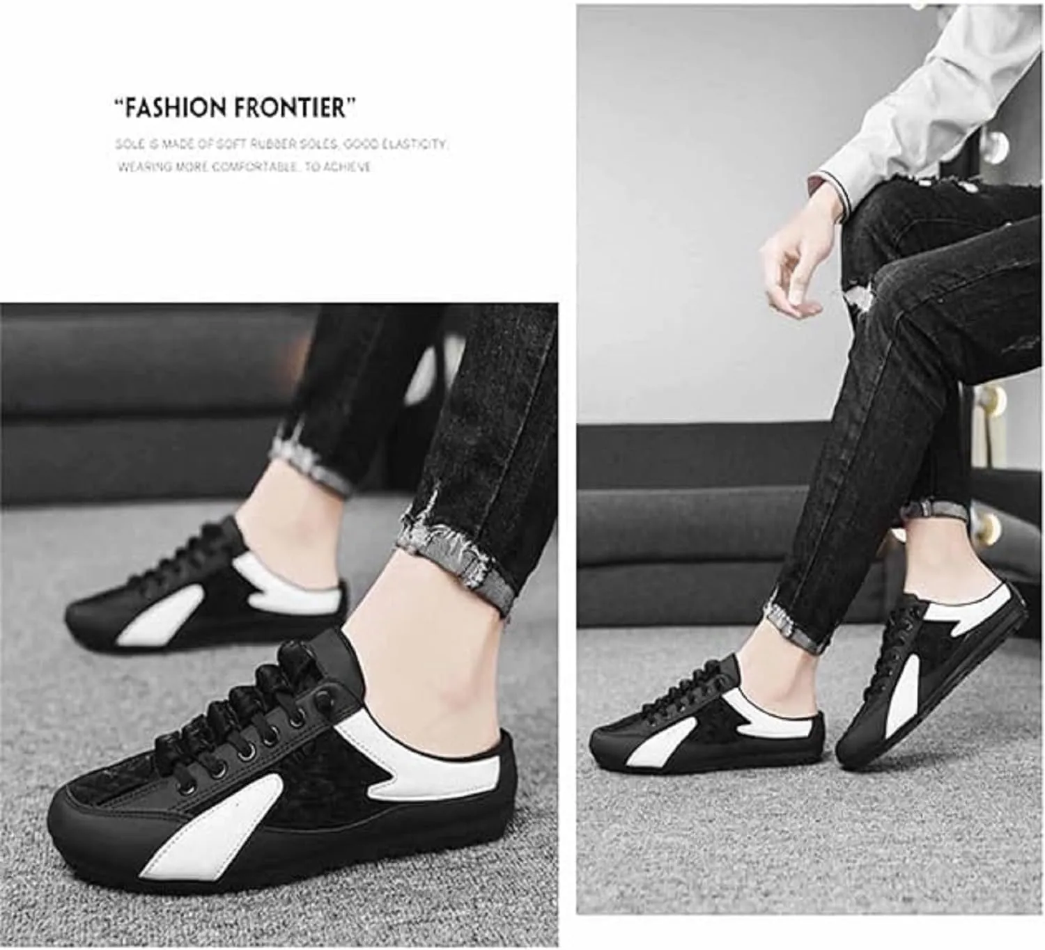 2025 New Mens Backless Slip on Shoes, Men's Lightweight Breathable Backless Sneakers, Mens Slip On Shoes for Spring Summer