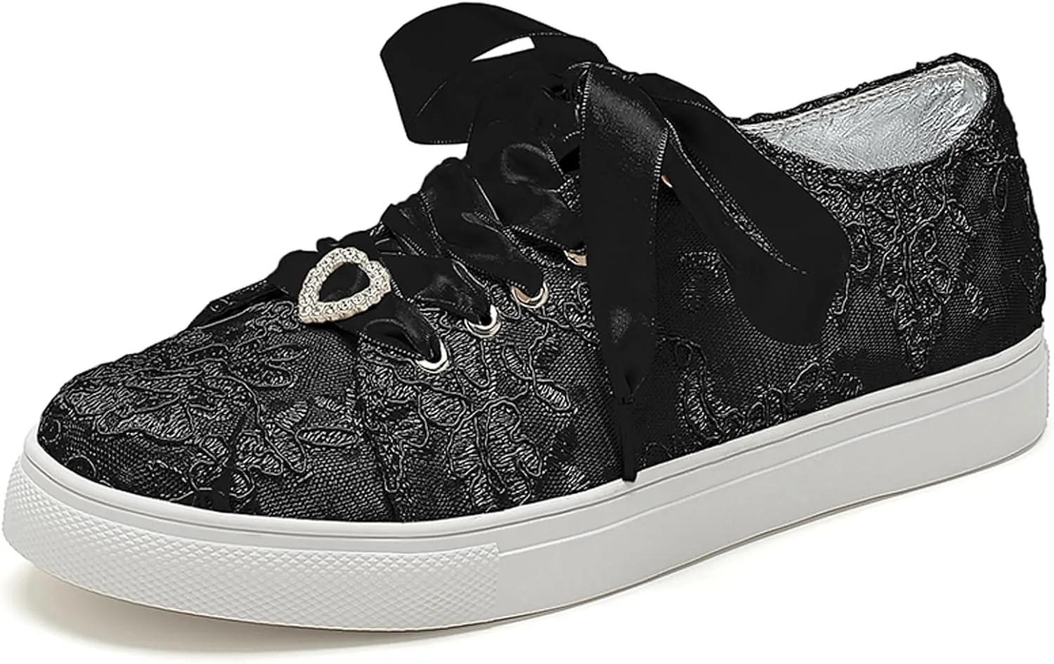 A580-01LS Wedding Shoes Lace Bridal Sneakers Comfortable Bridal Tennis Shoes Bride Flats