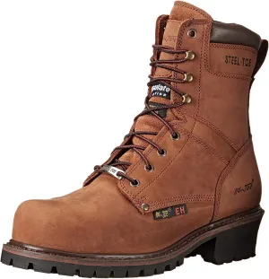 Ad Tec 9 Inch Super Logger Boots for Men, Insulated 100% Waterproof Steel-Toe Safety Work Boots for Men (Brown, numeric_8)