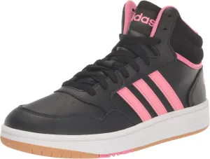 adidas Originals Hoops 3.0 Mid_Legacy Sneaker, Black/Pink Fusion/White, 5.5 US Unisex Big Kid