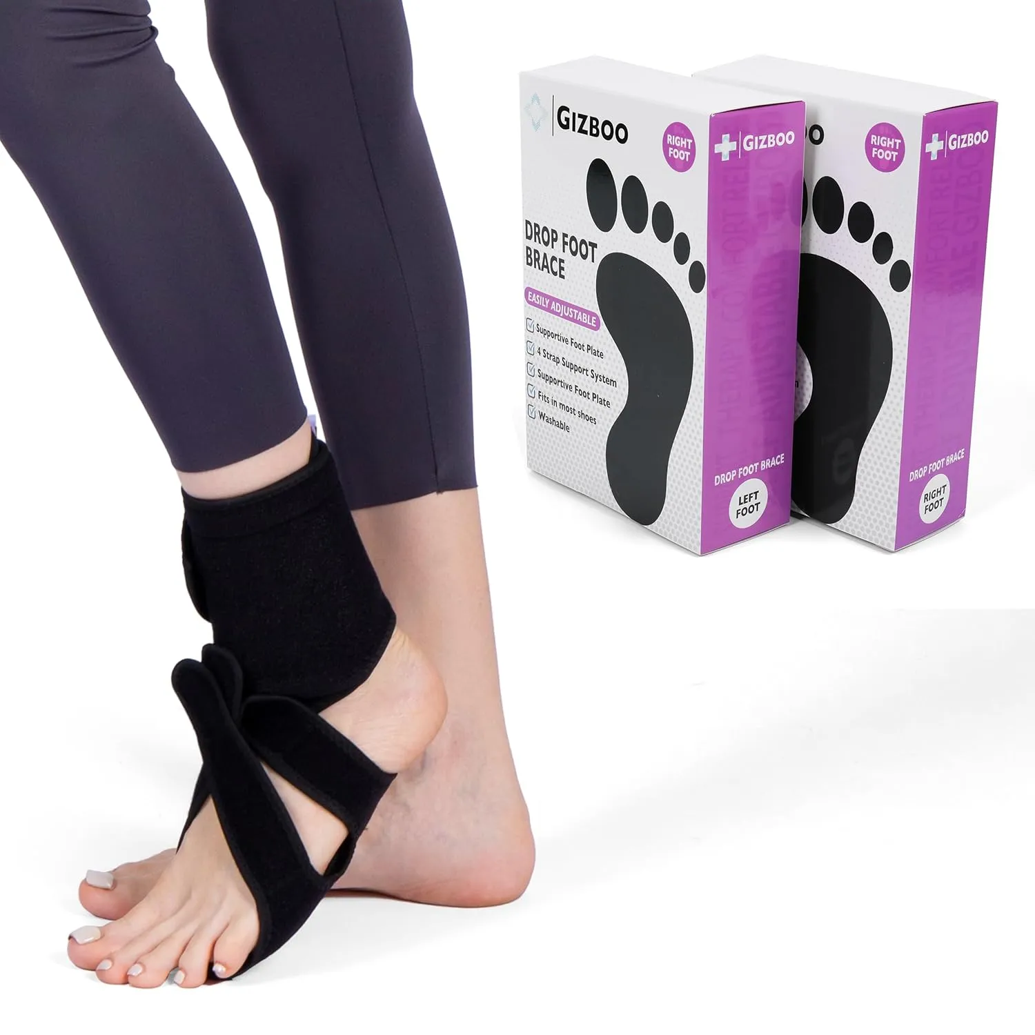 AFO Foot Drop Brace – Breathable Adjustable Foot Brace Orthosis for Walking, Sleeping, Alleviating Drop Foot Instigated by MS, Stroke, TBI, Achilles Tendon Pain Relief for Men and Women (Right)