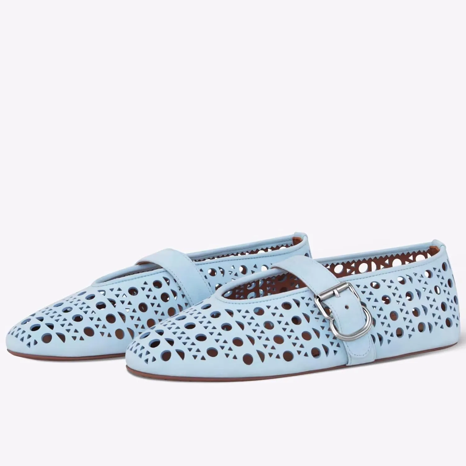 Agodor Ballerina Flats for Women,Hollow Out Round Toe Mary Jane Flats Buckle Strap Low Heel Ballet Flats Shoes for Women,Casual Comfy Daily Dress Shoes