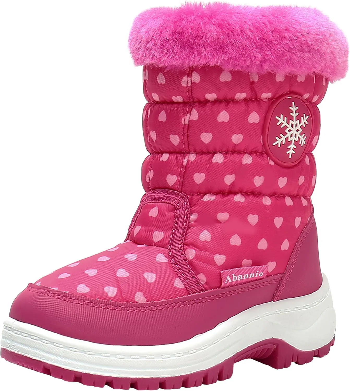 Ahannie Toddler Girls Warm Snow Boots, Kid Outdoor Insulated Winter Boot with Side Zipper
