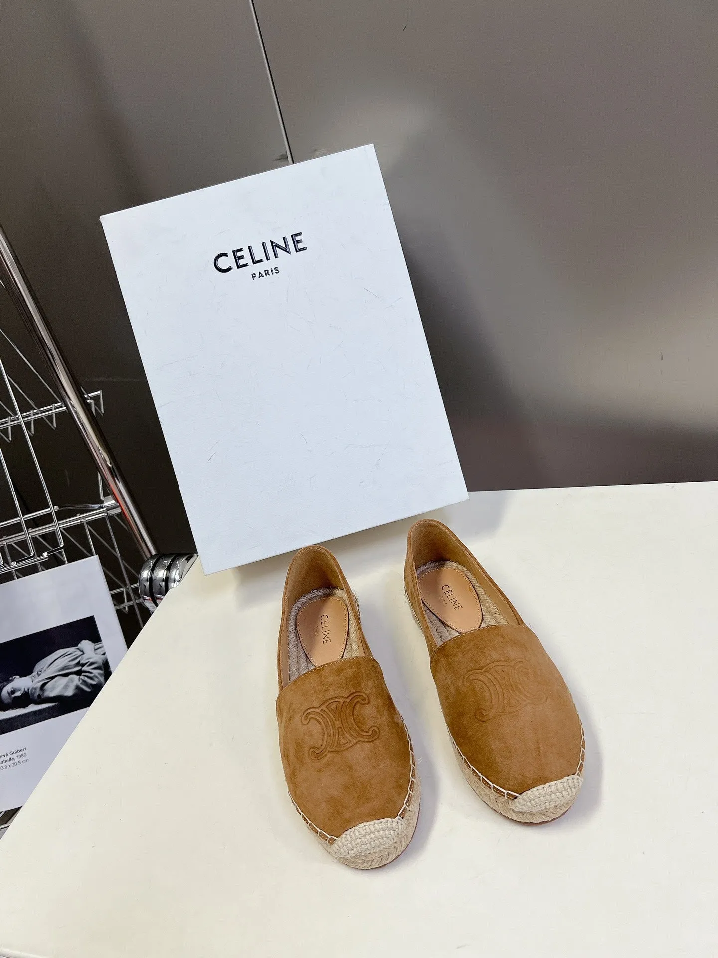 AND IN LOAFER Quick dispatch SUEDE PEANUT RAFFIA Celine BROWN WOVEN Cyber Monday deal