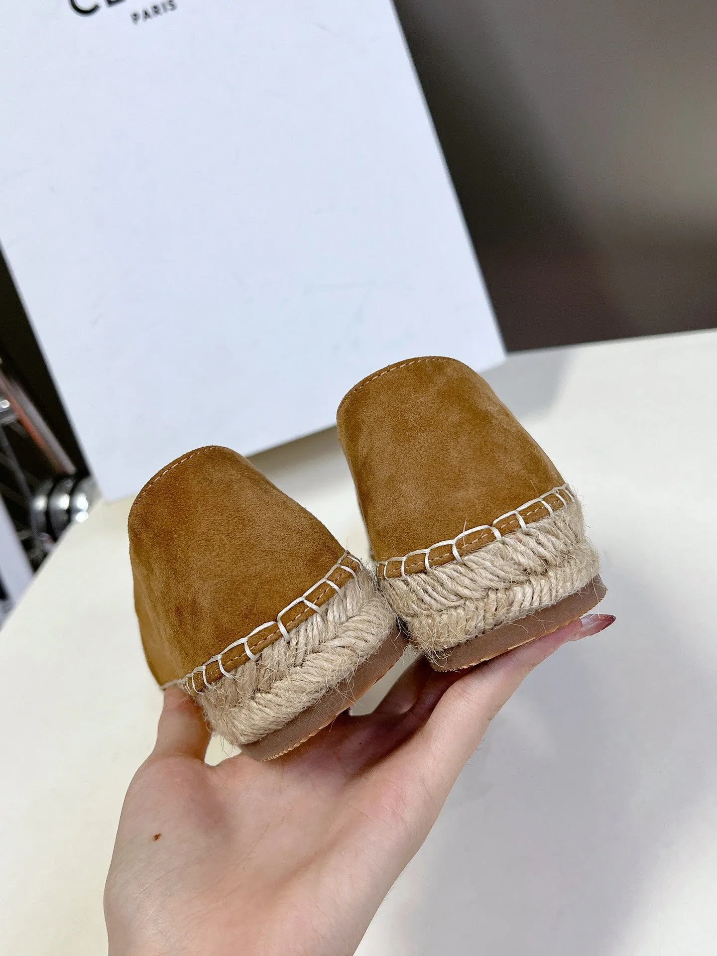 AND IN LOAFER Quick dispatch SUEDE PEANUT RAFFIA Celine BROWN WOVEN Cyber Monday deal