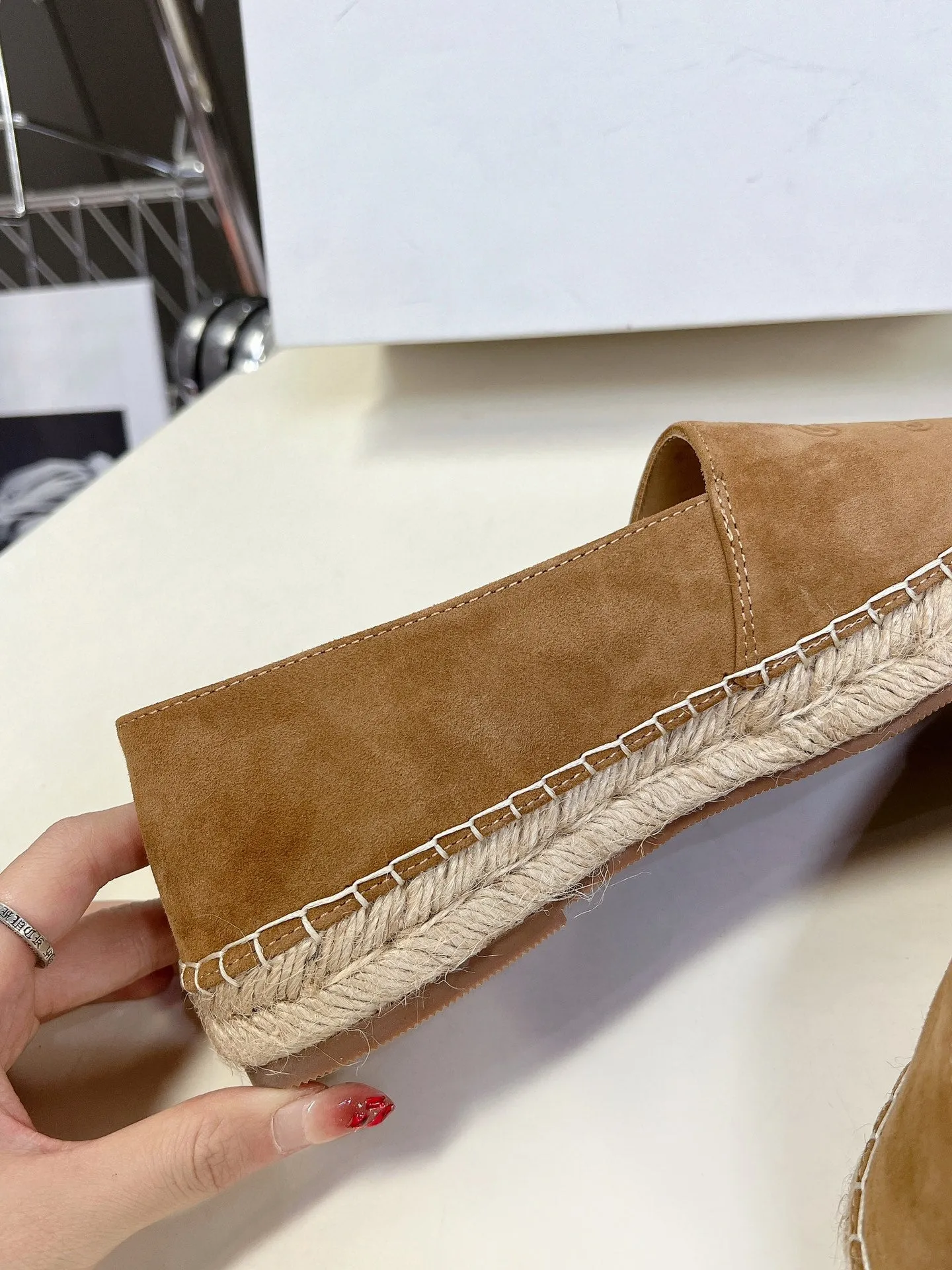 AND IN LOAFER Quick dispatch SUEDE PEANUT RAFFIA Celine BROWN WOVEN Cyber Monday deal