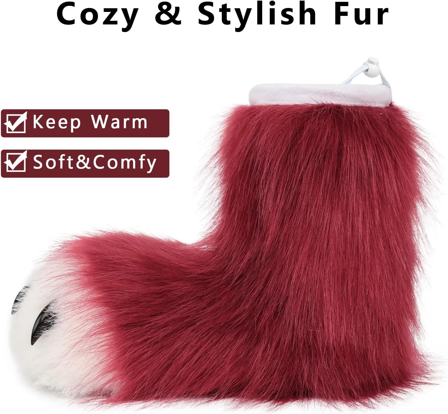 Animal Fuzzy Slippers Bear Cat Wolf Dog Fox Fursuit Feet Paw Claw Shoes Furry Boots Costume Accessories for Adult Kids