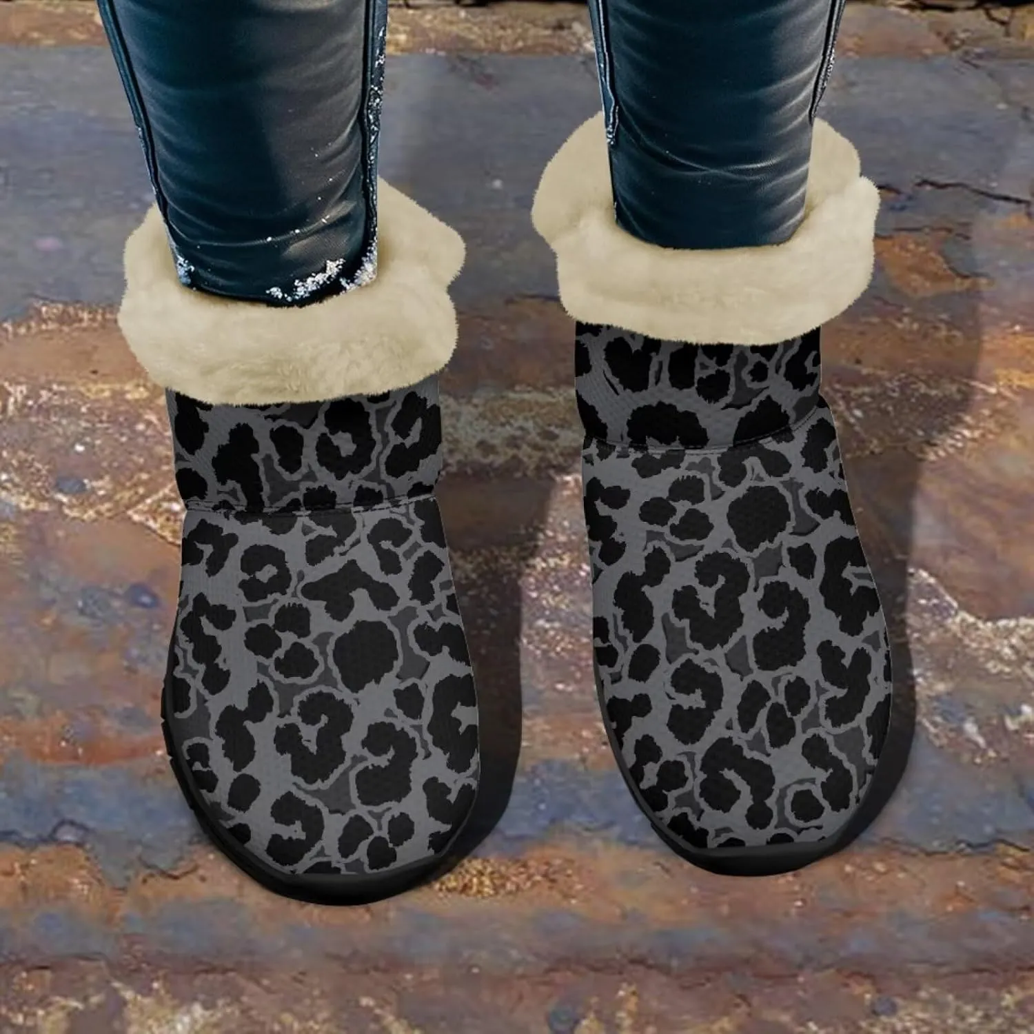 Ankle Booties for Women Anti Slip Snow Boots Fuzzy Fleece House Bootie Comfy Warm Winter Shoes