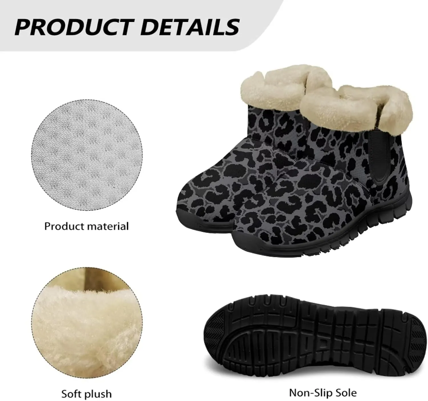 Ankle Booties for Women Anti Slip Snow Boots Fuzzy Fleece House Bootie Comfy Warm Winter Shoes