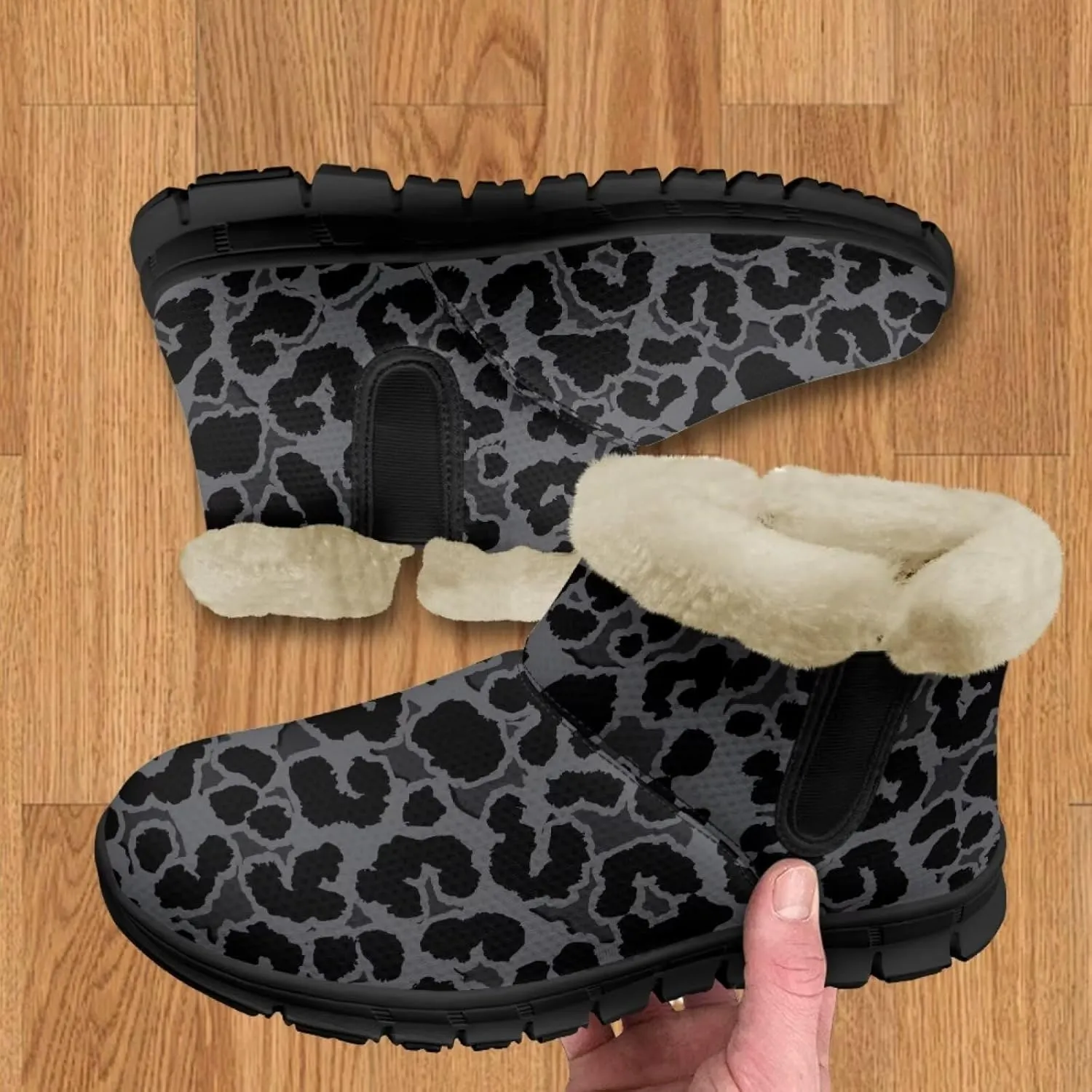 Ankle Booties for Women Anti Slip Snow Boots Fuzzy Fleece House Bootie Comfy Warm Winter Shoes