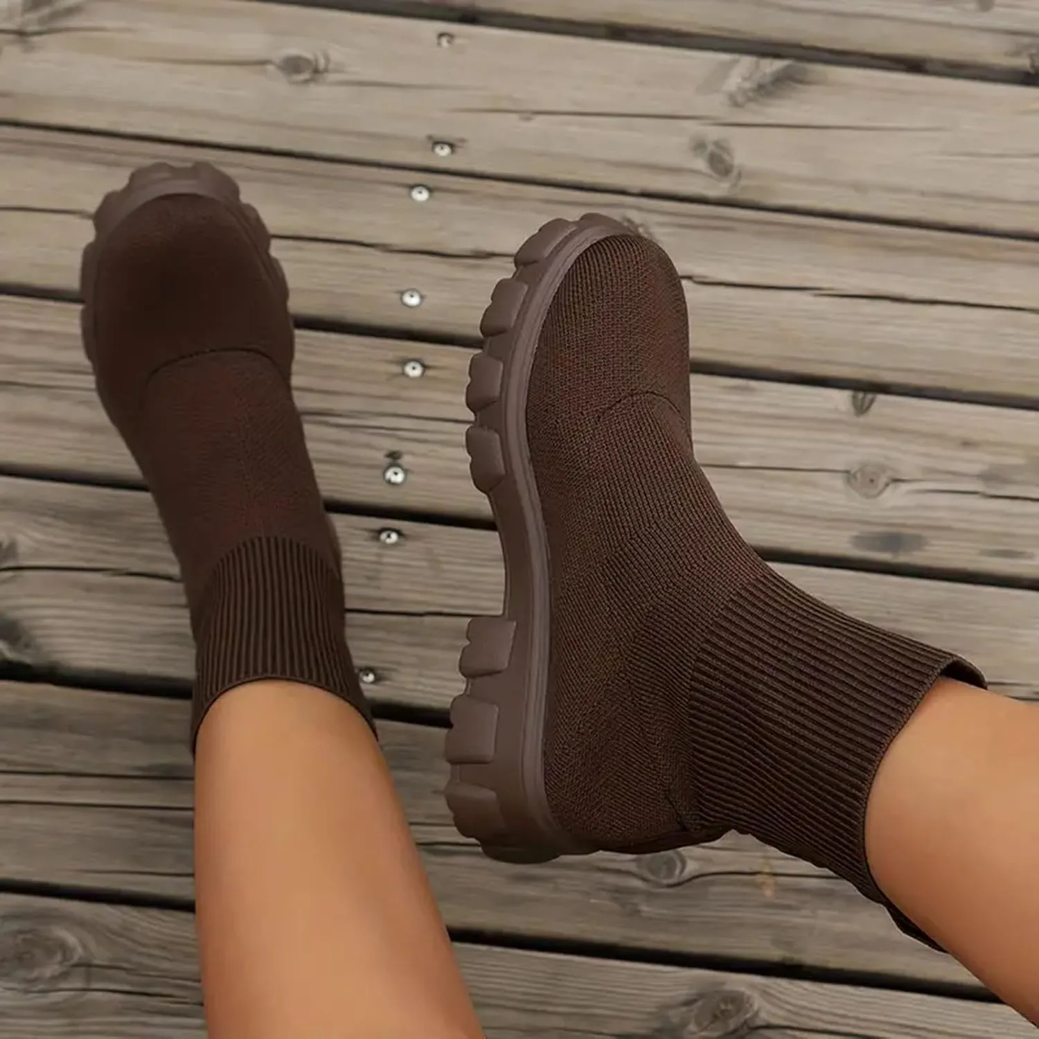 Ankle Boots for Women Comfy Womens Winter Boots Autumn And Winter New Large Size Ladies Short Boots Socks Boots