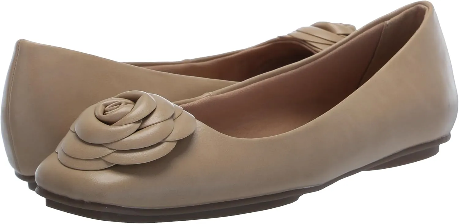 Anne Klein Womens Faux Leather Slip On Ballet Flats