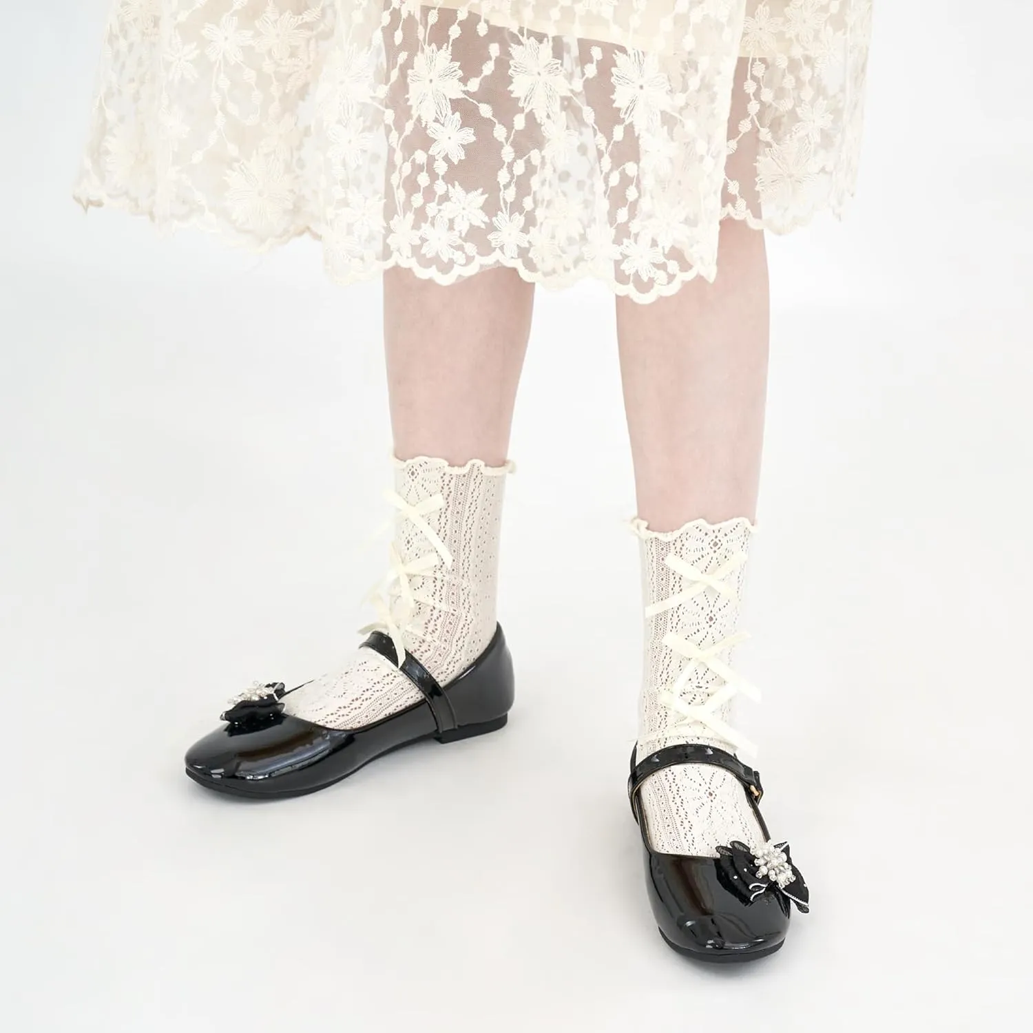 Aomigoct Girls Flats Dress Shoes: Little Kid Princess Ballerina Flats for Birthday Party - Girls Mary Jane Shoe for Wedding School