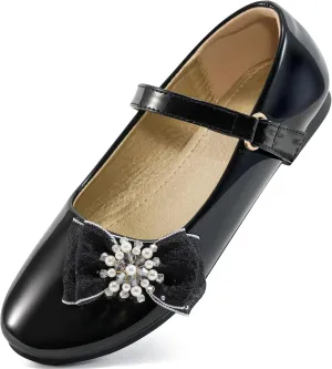 Aomigoct Girls Flats Dress Shoes: Little Kid Princess Ballerina Flats for Birthday Party - Girls Mary Jane Shoe for Wedding School