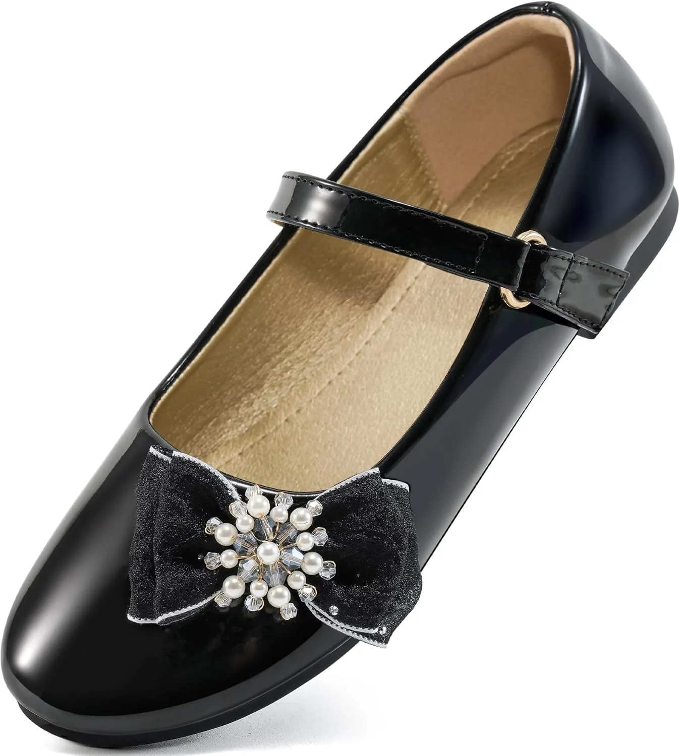 Aomigoct Girls Flats Dress Shoes: Little Kid Princess Ballerina Flats for Birthday Party - Girls Mary Jane Shoe for Wedding School