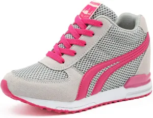 AONEGOLD Women's Fashion Sneakers for Mom Day Gifts Women's Platform Sneakers Wedges High Top Lace Up Shoes Increase Fashion Sneakers for Womens Girls