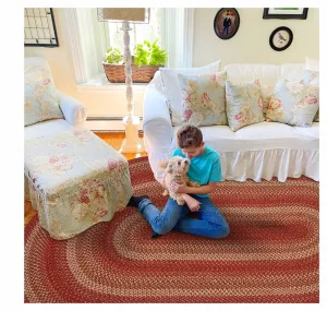 Apple Pie Red Jute Braided Oval Rugs