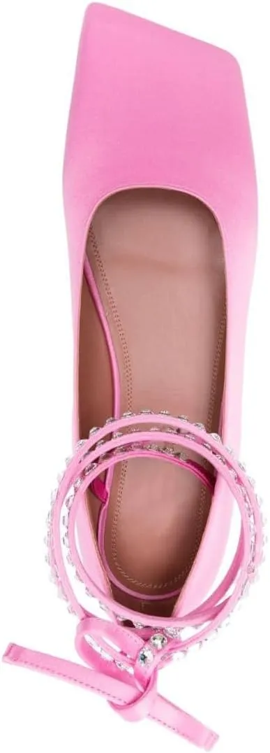 Arqa Crystal Ballet Flats for Women Sparkling Rhinestone Ankle Strap Ballerina Shoes Casual Mary Jane Flat Shoe