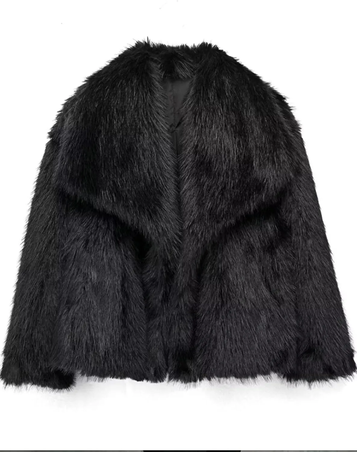 Arssm Womens Fluffy Coat Faux Fur Cardigan Jacket Long Sleeve Lapel Faux Fur Coat Outwear Warm Winter