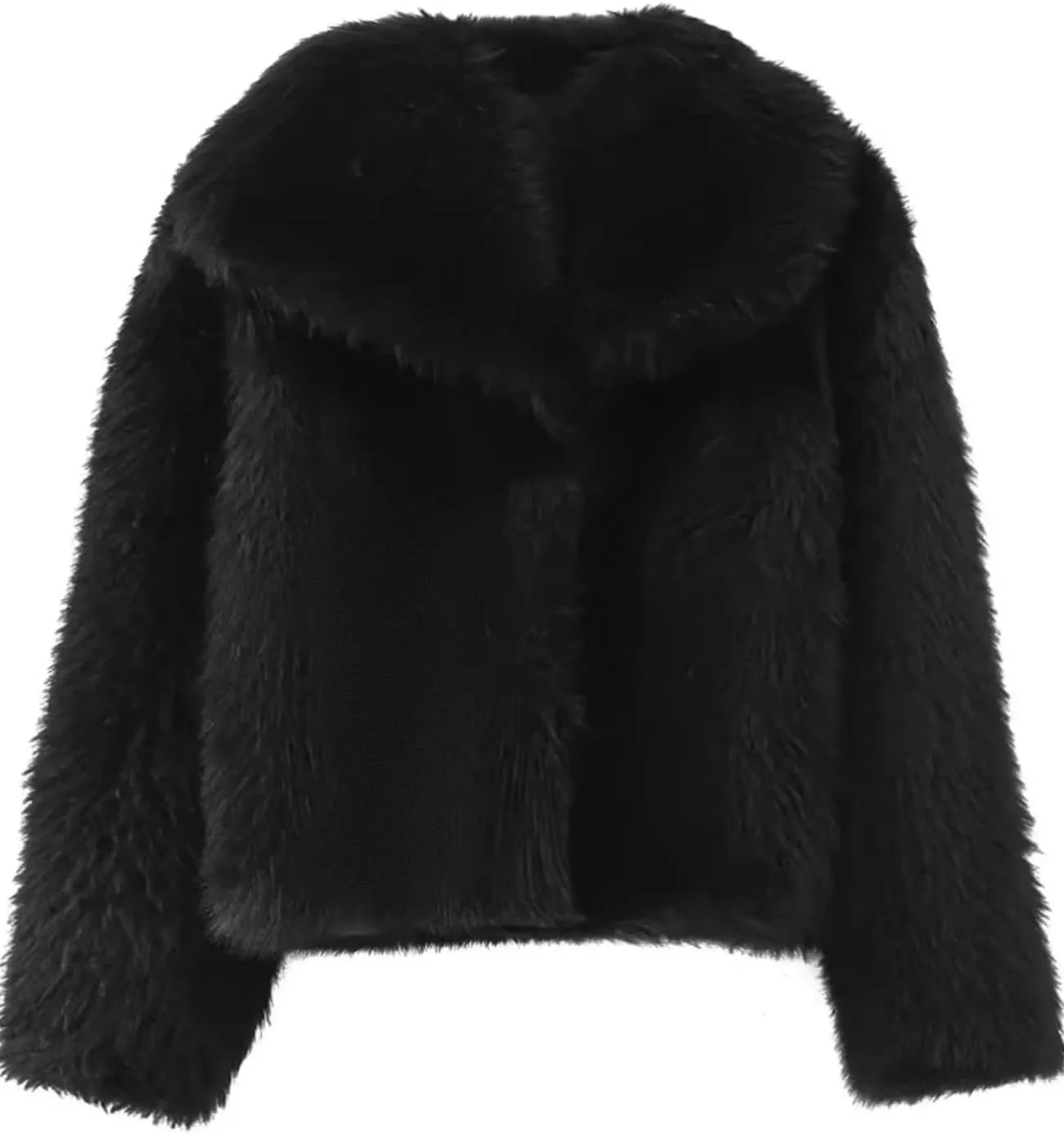 Arssm Womens Fluffy Coat Faux Fur Cardigan Jacket Long Sleeve Lapel Faux Fur Coat Outwear Warm Winter