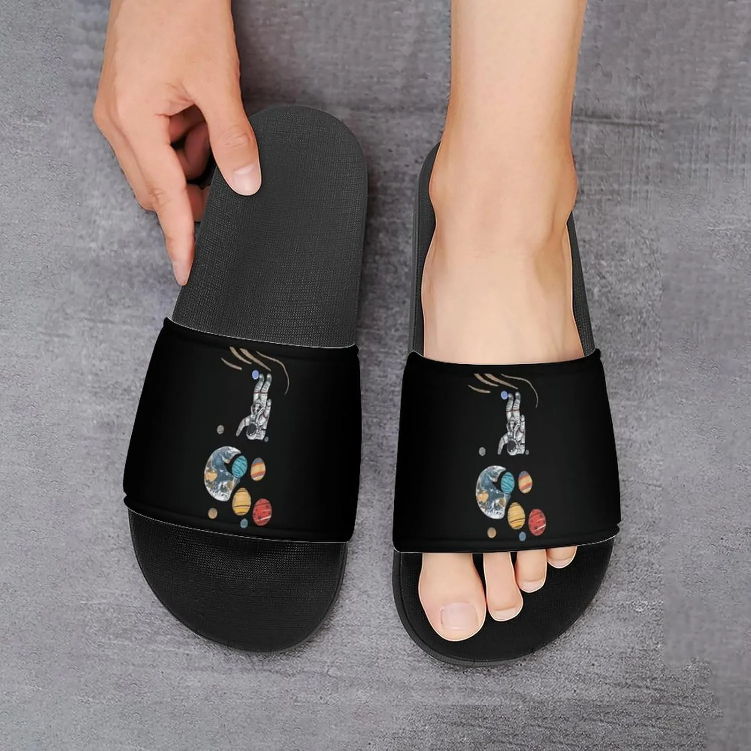 Astronaut Holding Planet Balloons House Sandals Non Slip Slippers Quick Drying Bathroom Shower Shoes for Women Men