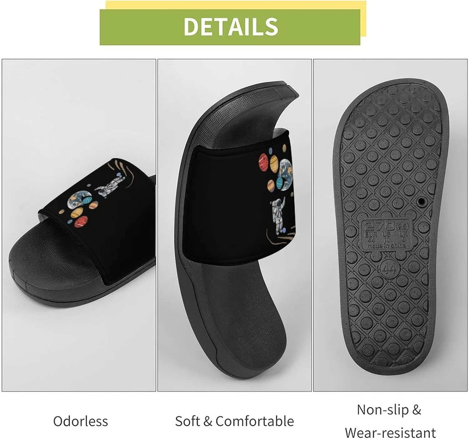 Astronaut Holding Planet Balloons House Sandals Non Slip Slippers Quick Drying Bathroom Shower Shoes for Women Men