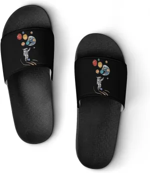Astronaut Holding Planet Balloons House Sandals Non Slip Slippers Quick Drying Bathroom Shower Shoes for Women Men