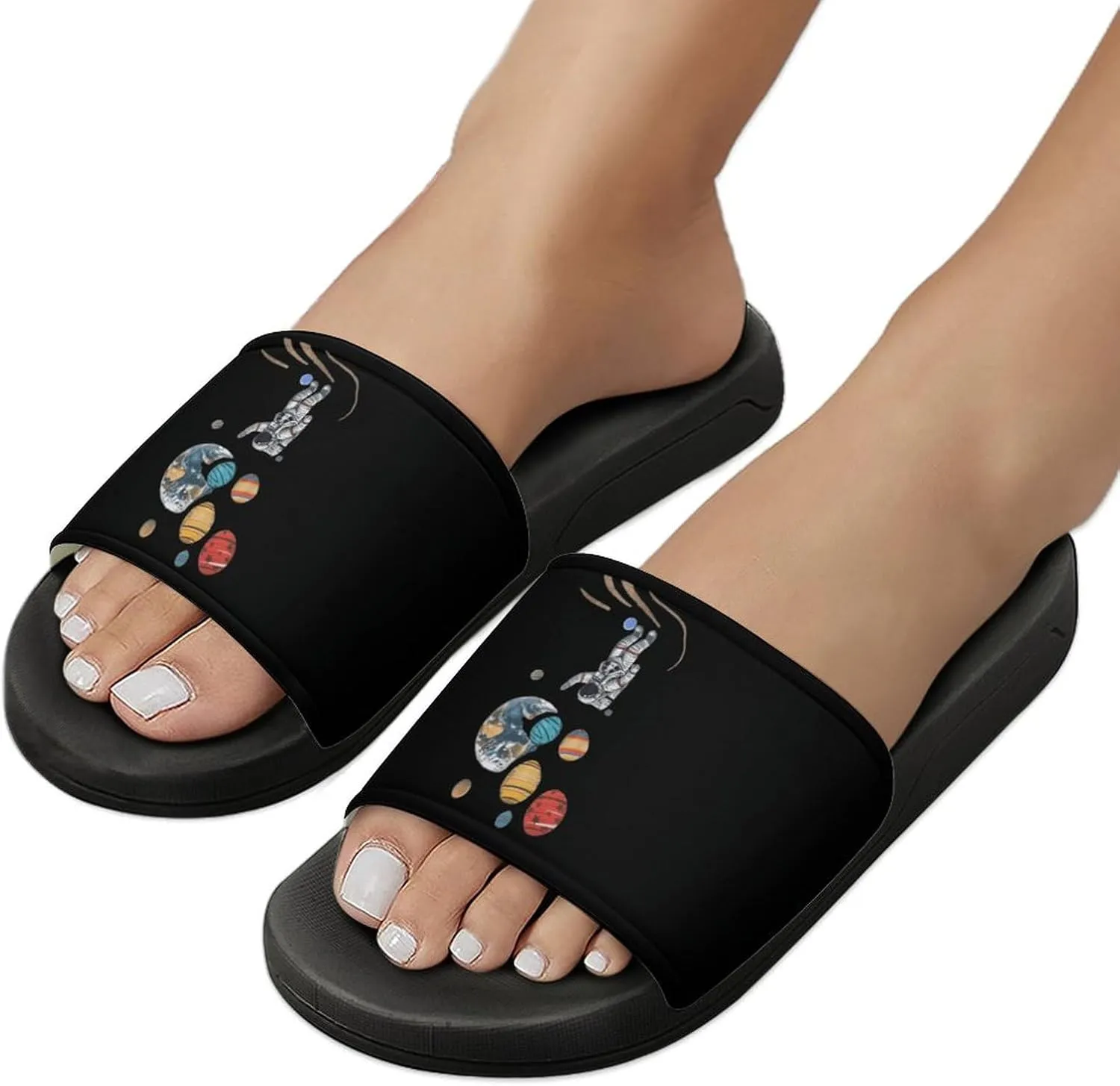 Astronaut Holding Planet Balloons House Sandals Non Slip Slippers Quick Drying Bathroom Shower Shoes for Women Men