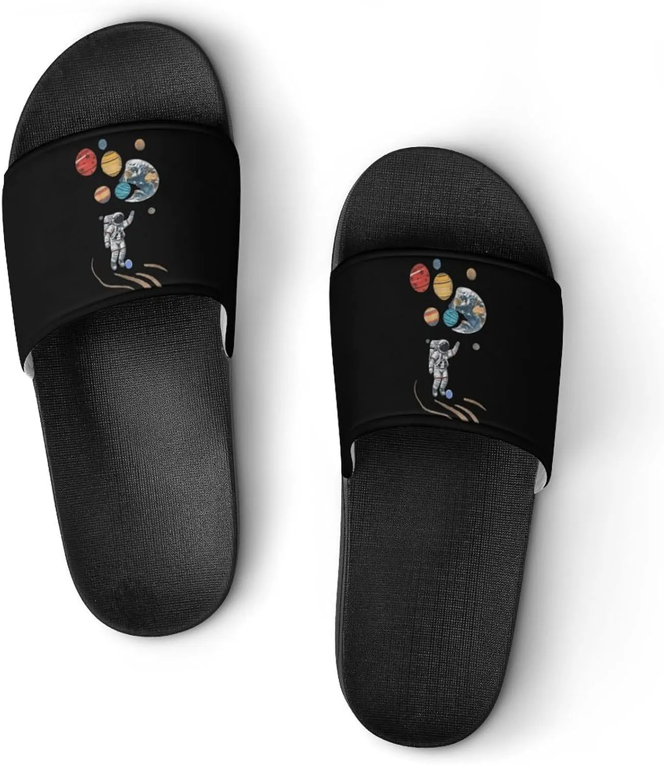 Astronaut Holding Planet Balloons House Sandals Non Slip Slippers Quick Drying Bathroom Shower Shoes for Women Men