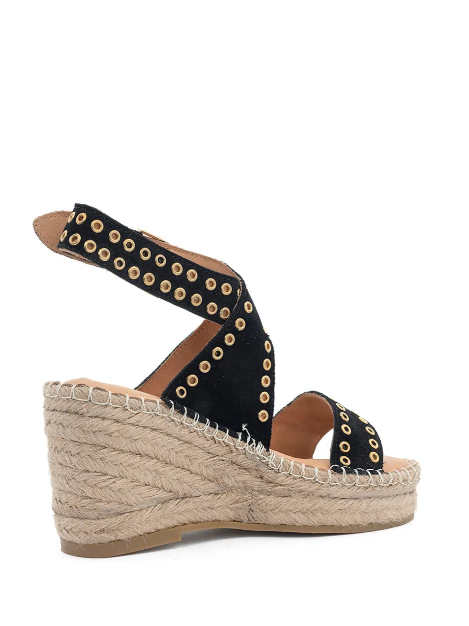 Avi | Espadrilles Sleehak Zwart