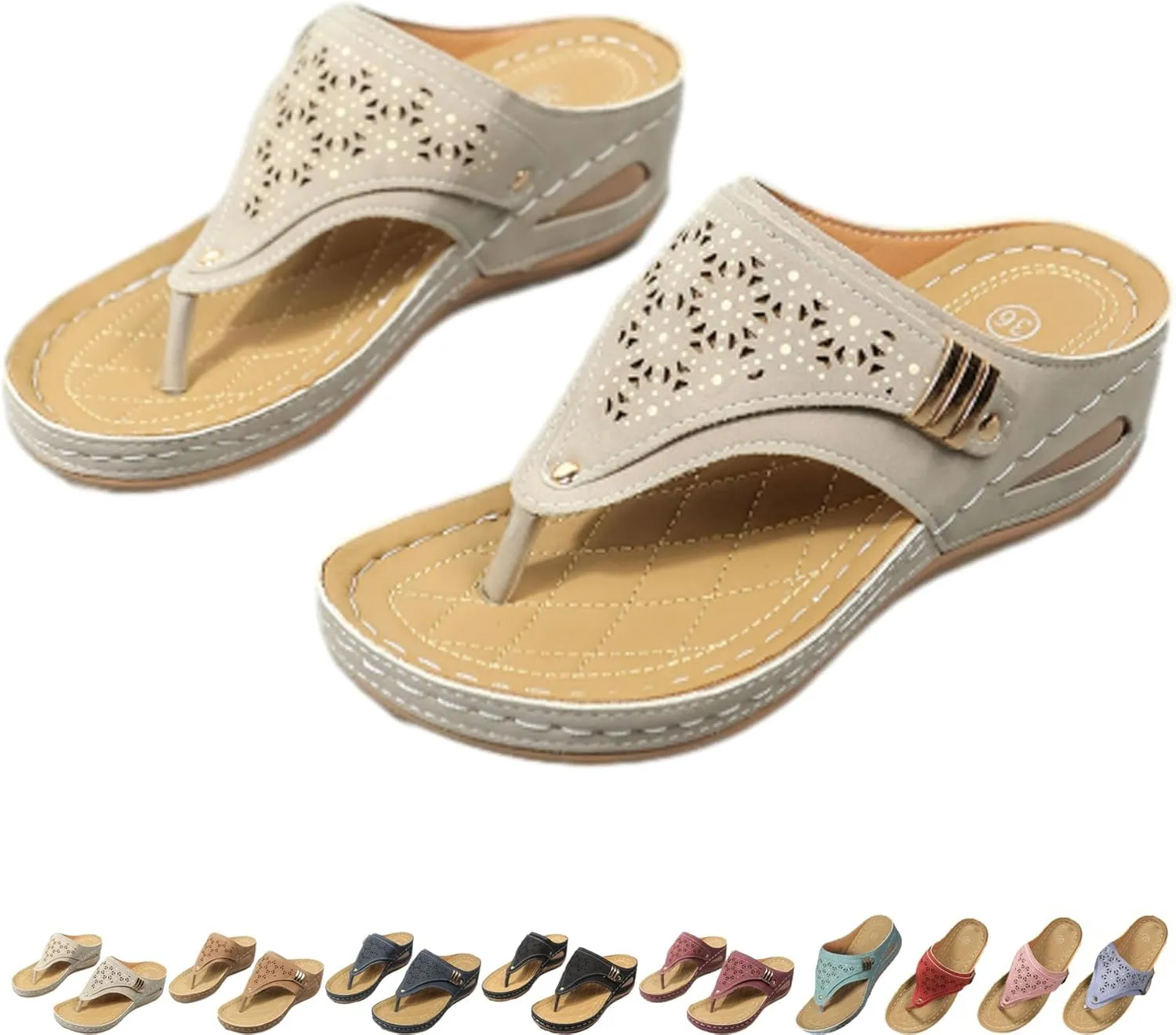 Avylays Orthopedic Sandals, Breathable Mesh Sports Sandals With Non-Slip Sole, Wedge Heel Thick-Soled Slippers Womens