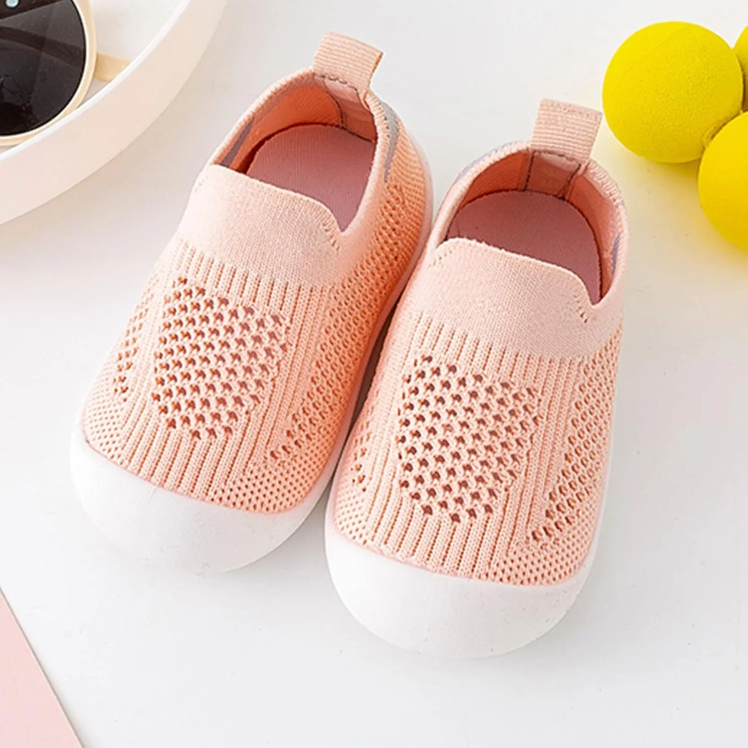 Baby First-Walking Shoes 1-4 Years Kid Shoes Trainers Toddler Infant Boys Girls Soft Sole Non Slip Cotton Canvas Mesh Breathable Slip-on Sneakers (Pink, 12 Months)
