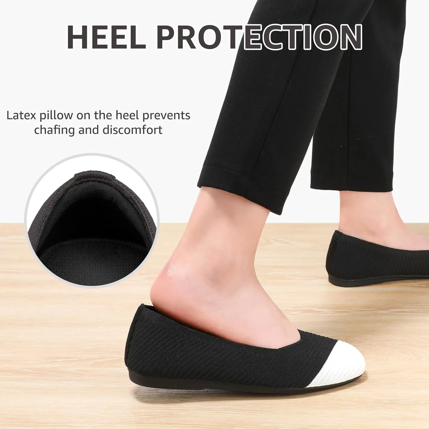 Bacia Women Flats Shoes Square Toe Ballet Flats Washable Fashion Two Toned Casual Office Shoes