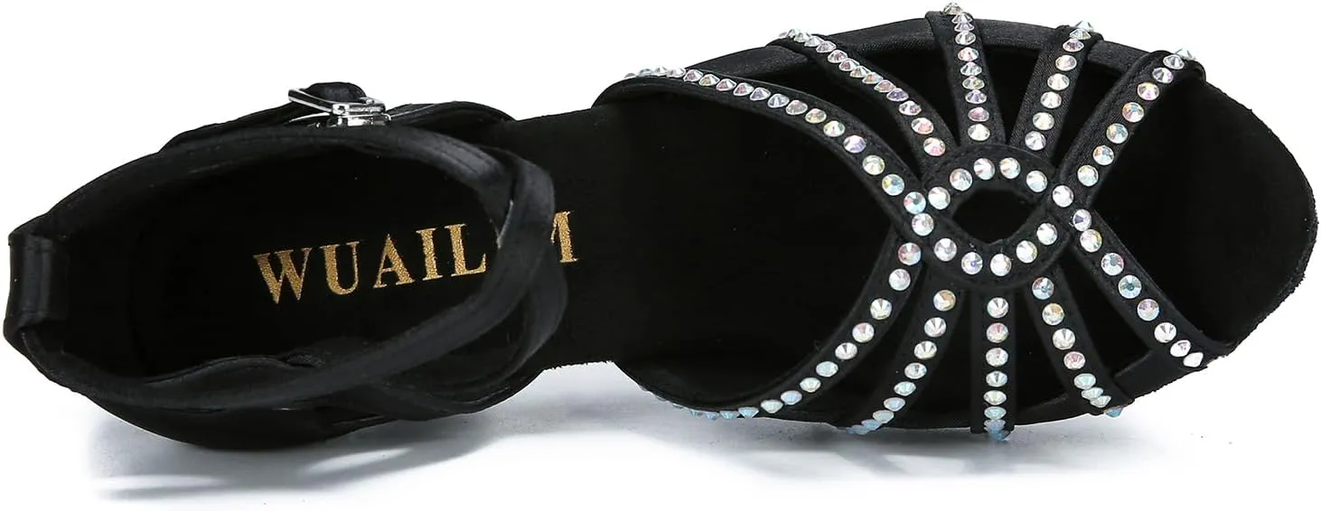 Ballroom Rhinestone Dance Shoes Women Latin Salsa Bachata Social Dancing Sandals L6889