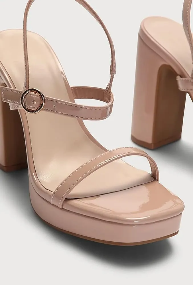 BAMBOO Dialog-18 Womens Open Toe Chunky Block High Heel Ankle Strap Platform Sandals