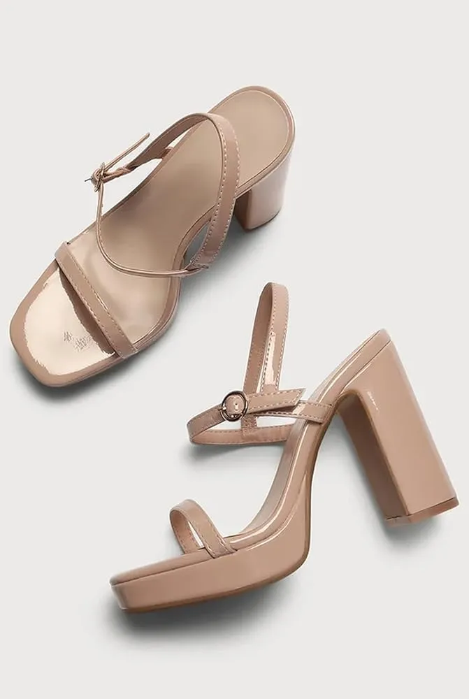 BAMBOO Dialog-18 Womens Open Toe Chunky Block High Heel Ankle Strap Platform Sandals