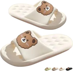 Bear Slippers for Women Men Indoor Slides Sandals Cute Cartoon Animal House Slippers Couple Thickened Sole Home Slippers Comfy House Shoes Outdoor Shoes