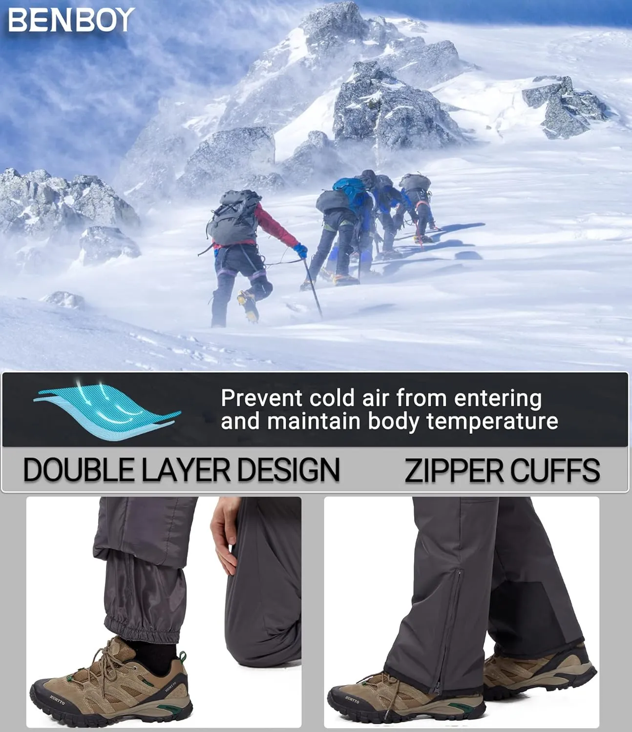 BenBoy Mens Snow Bibs Ski Pants Softshell Waterproof Insulated Ripstop Snowboarding Overalls Winter