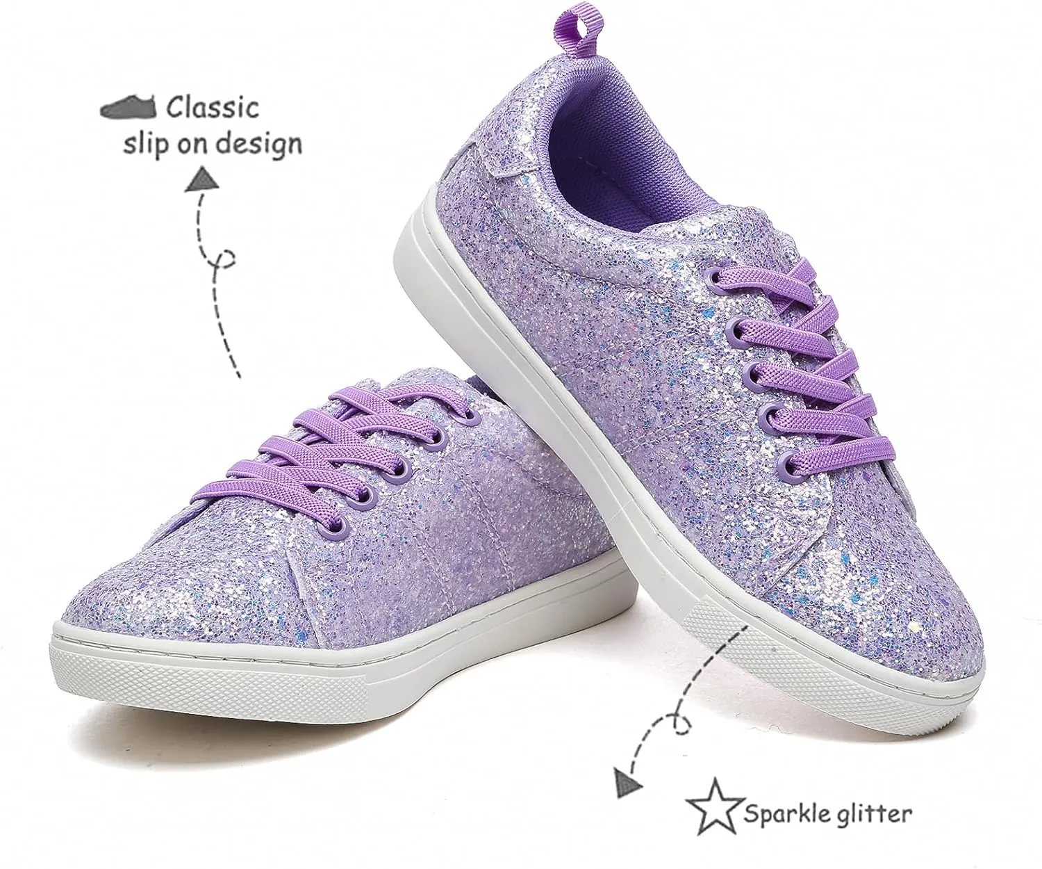 Bernal Girls & Boys Sparkle Glitter Sequin Sneakers Toddler/Little Kid/Big Kid Slip On School Low Top Walking Shoes Show Gift