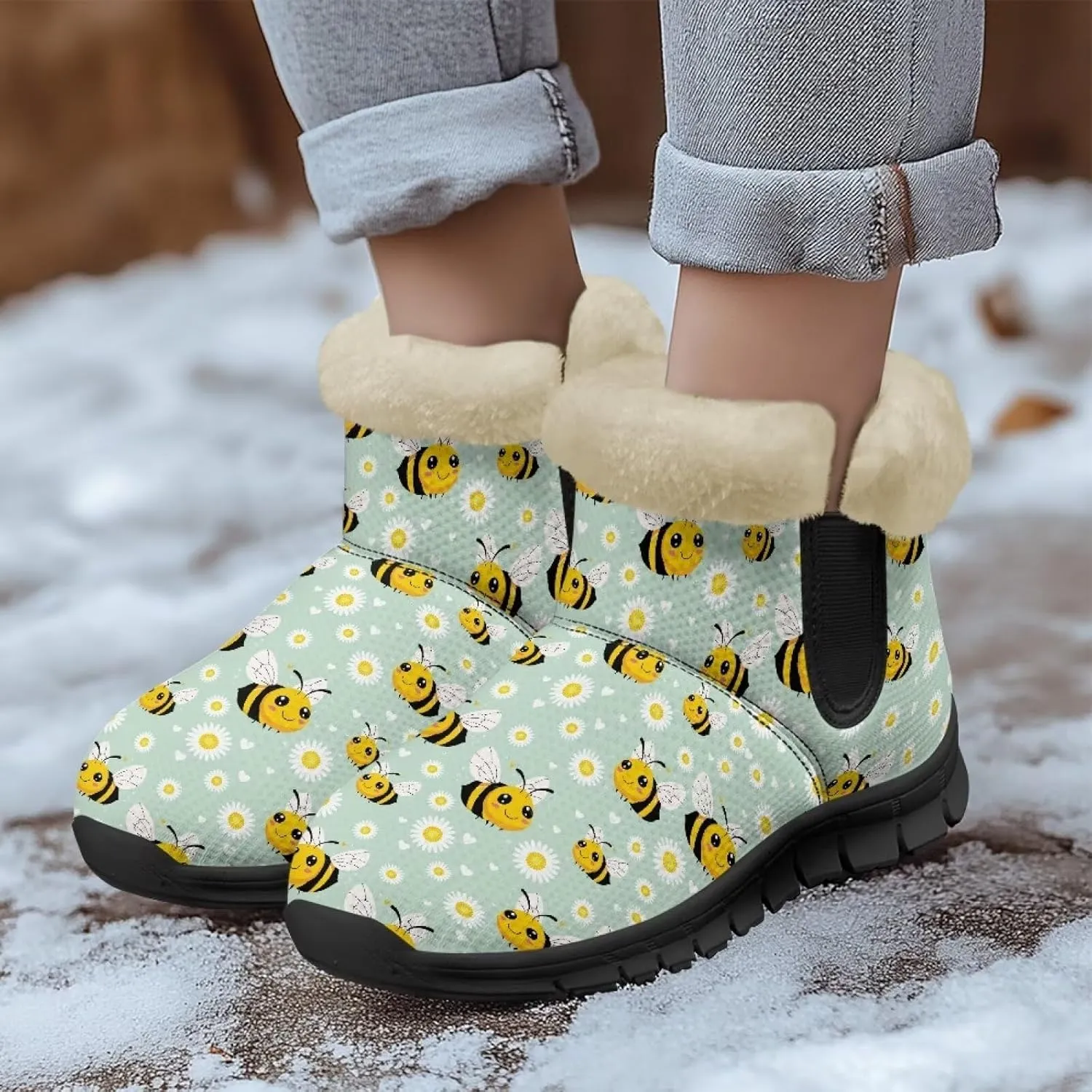 Binienty Womens Snow Boots Winte Fur Lined Cozy Warm Insulated Fuzzy Boots