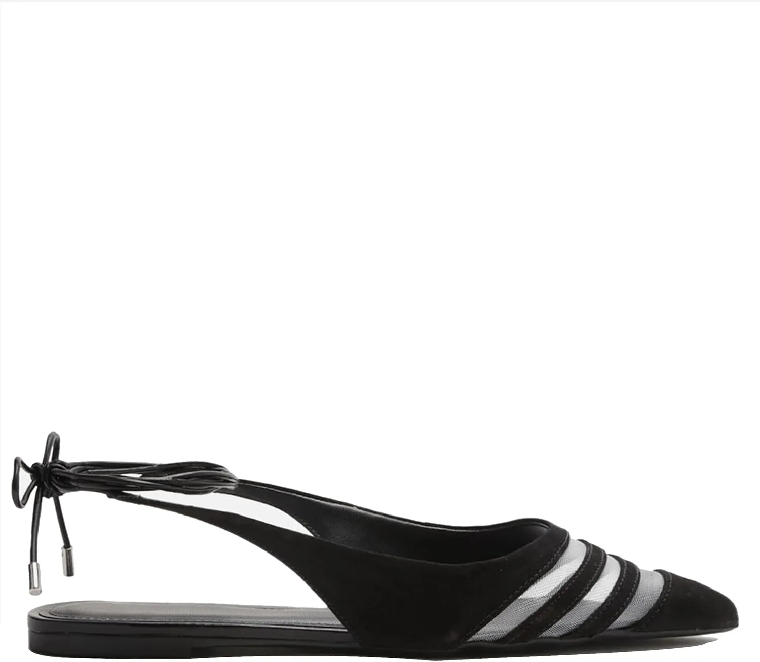 Black Slingback Flats for Women Stylish Pointed Toe Design with Rhinestone Embellishments Comfortable Mesh Material for Breathable Slip on Experience Size 8
