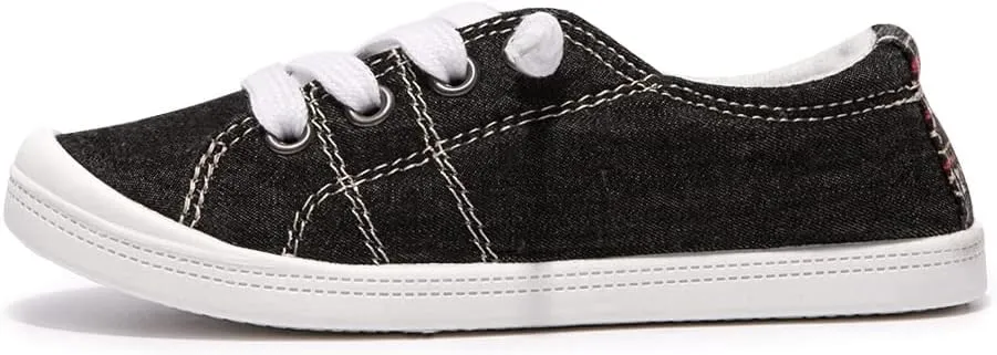 Boy and Girl Slip on Canvas Sneaker, Kids Low Top Casual Fashion Shoes, Comfy Lace up Walking Shoes