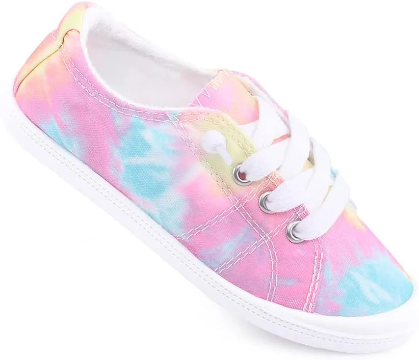Boy and Girl Slip on Canvas Sneaker, Kids Low Top Casual Fashion Shoes, Comfy Lace up Walking Shoes