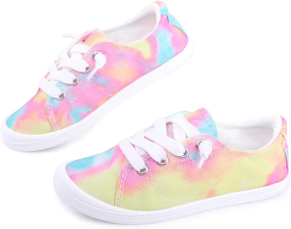 Boy and Girl Slip on Canvas Sneaker, Kids Low Top Casual Fashion Shoes, Comfy Lace up Walking Shoes