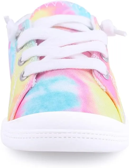 Boy and Girl Slip on Canvas Sneaker, Kids Low Top Casual Fashion Shoes, Comfy Lace up Walking Shoes
