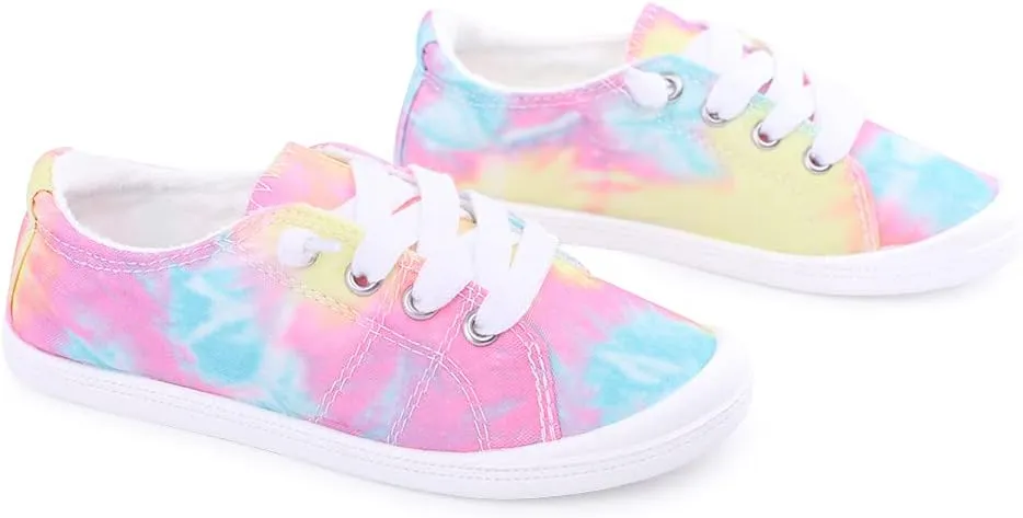 Boy and Girl Slip on Canvas Sneaker, Kids Low Top Casual Fashion Shoes, Comfy Lace up Walking Shoes