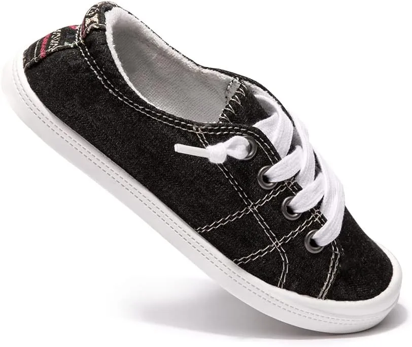 Boy and Girl Slip on Canvas Sneaker, Kids Low Top Casual Fashion Shoes, Comfy Lace up Walking Shoes