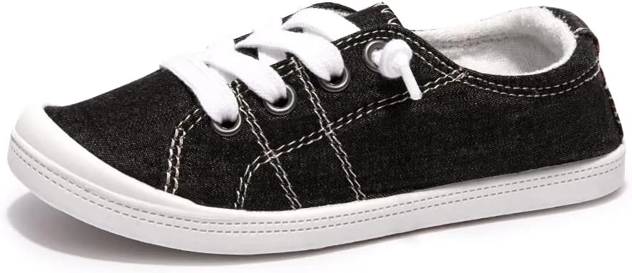 Boy and Girl Slip on Canvas Sneaker, Kids Low Top Casual Fashion Shoes, Comfy Lace up Walking Shoes