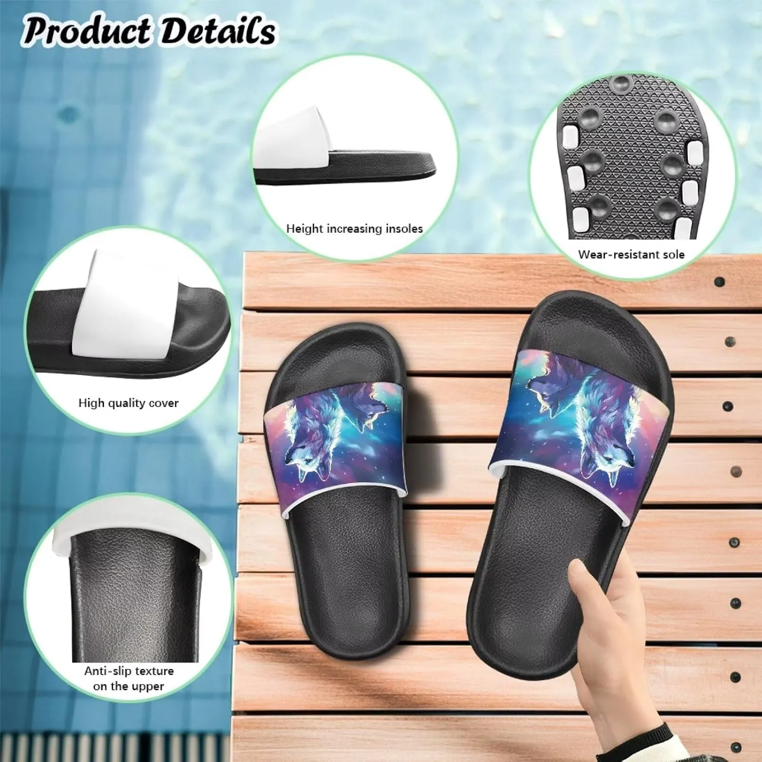 Boys Slides Sandal Non-slip Kids Pool Slides for Beach Lightweight