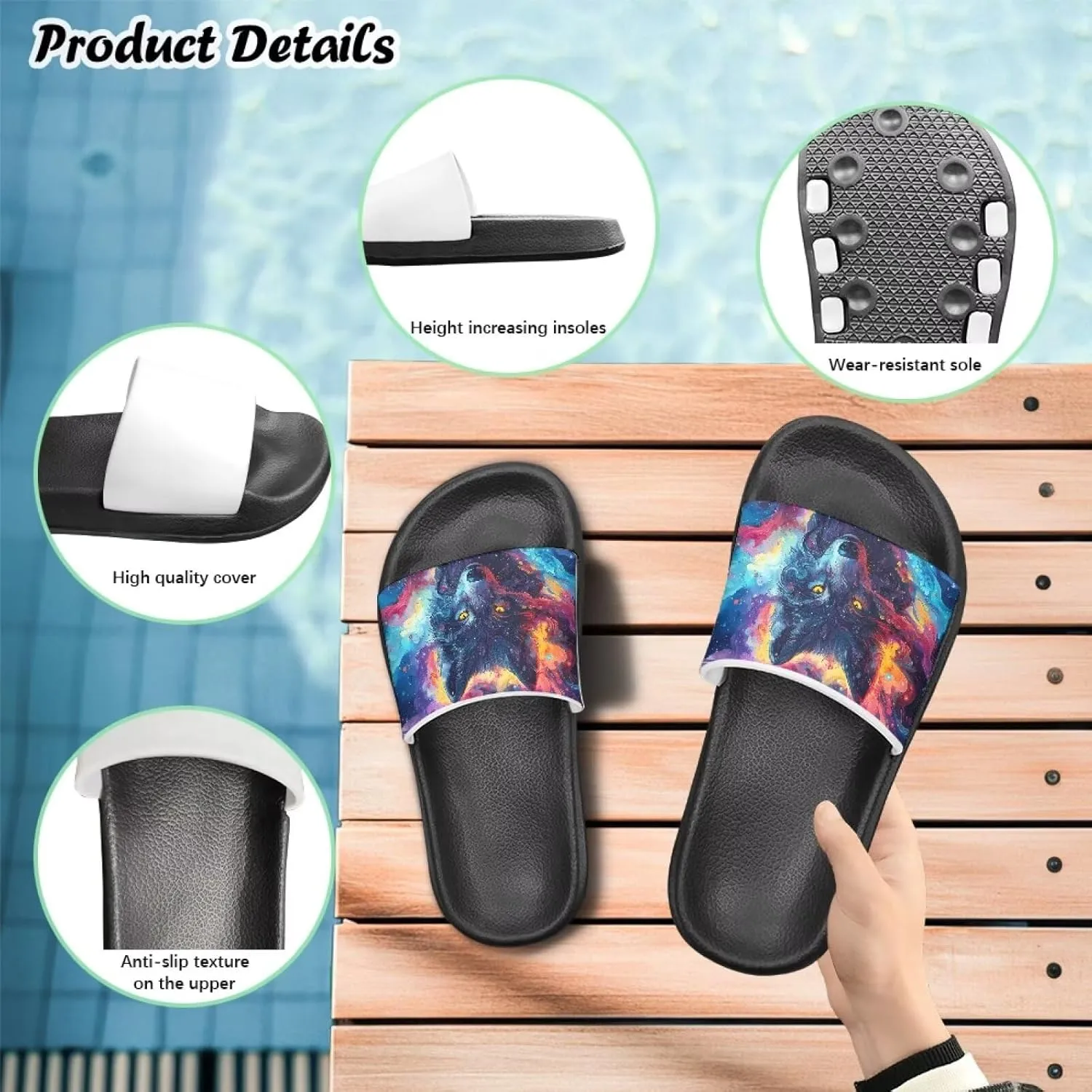 Boys Slides Sandal Non-slip Kids Pool Slides for Beach Lightweight